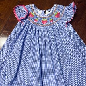 Girls Smocked Strawberry Dress